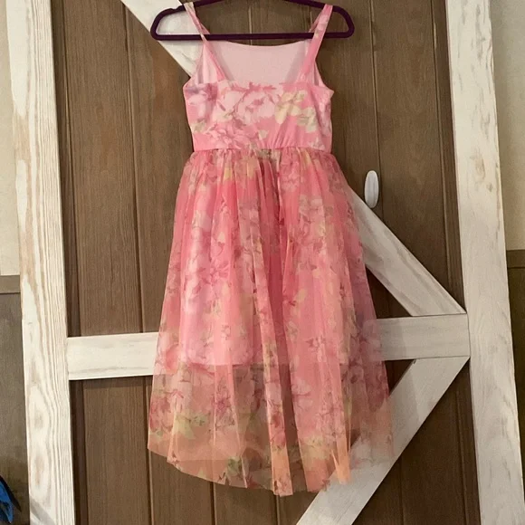 Zenzi Girls Floral Pink Tulle, High-Low Dress,Lined. Child’s Size Large (10-12) - Picture 5 of 8